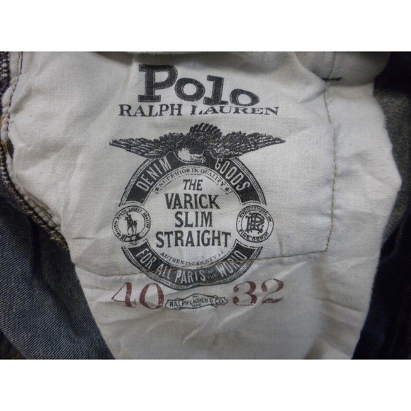 Polo Ralph Lauren Jeans Mens 40x32 Blue Denim Varick Slim Straight Dark Wash - Picture 10 of 15